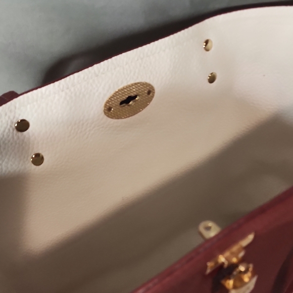 BCBG Dk Red NWOT Leather Tote with Gold Accents - Picture 8 of 11